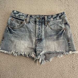 Free People Womens Size 24 Denim Jean Cut off Shorts True Button Fly Raw Hem